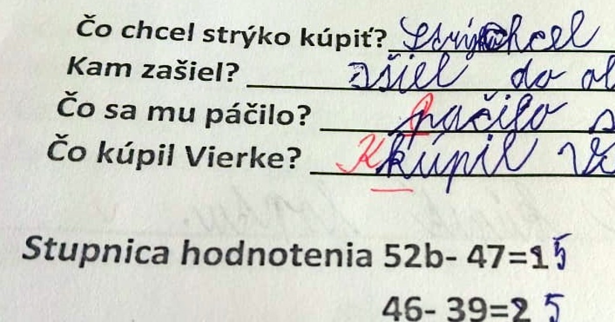 Aj takto môže dopadnúť koncoročná písomka zo slovenčiny