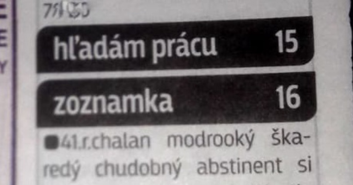 Zoznamka inzeráty príklady